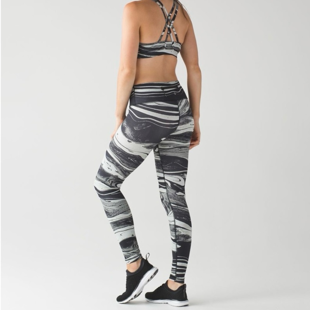 Lululemon Speed Wunder Tight Marbled Mix White Black 6